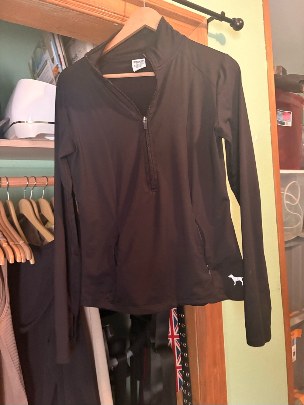 PINK Victoria's Secret Black Half-Zip Performance Pullover
